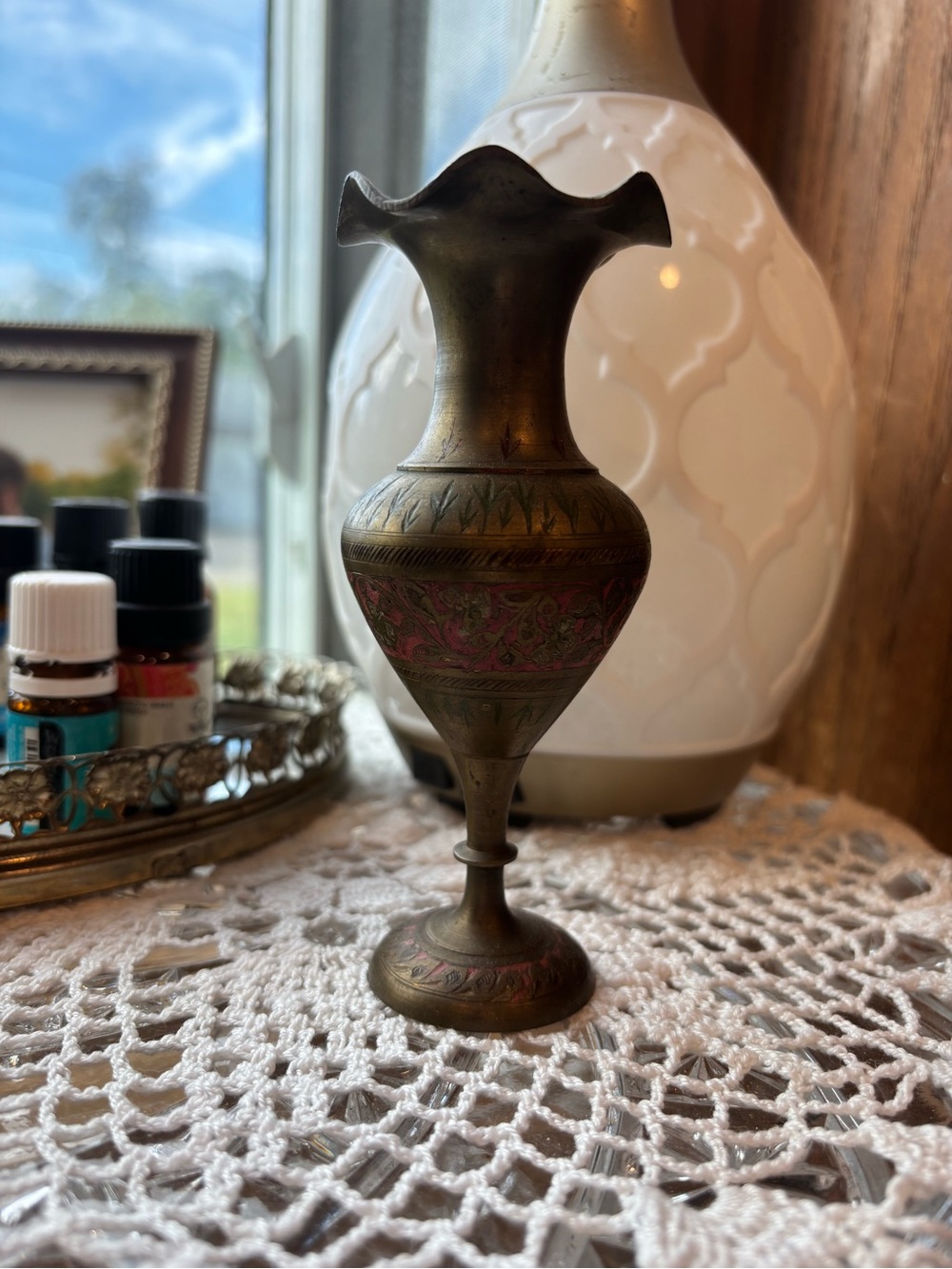 Ornate Brass Decorative Vase in Antique Brass Finish made in India